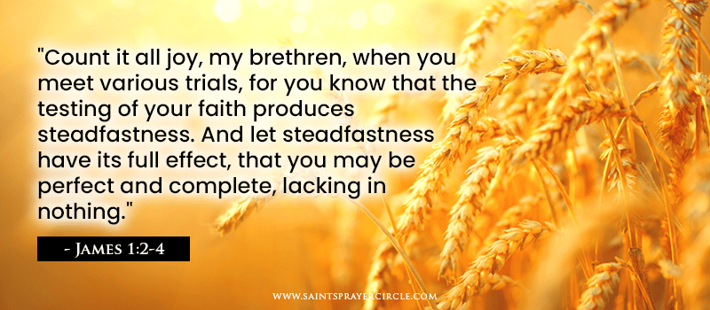 Count it all joy, my brethren, when you meet various trials, for you know that the testing of your faith produces steadfastness. And let steadfastness have its full effect, that you may be perfect and complete, lacking in nothing - James 1:2-4