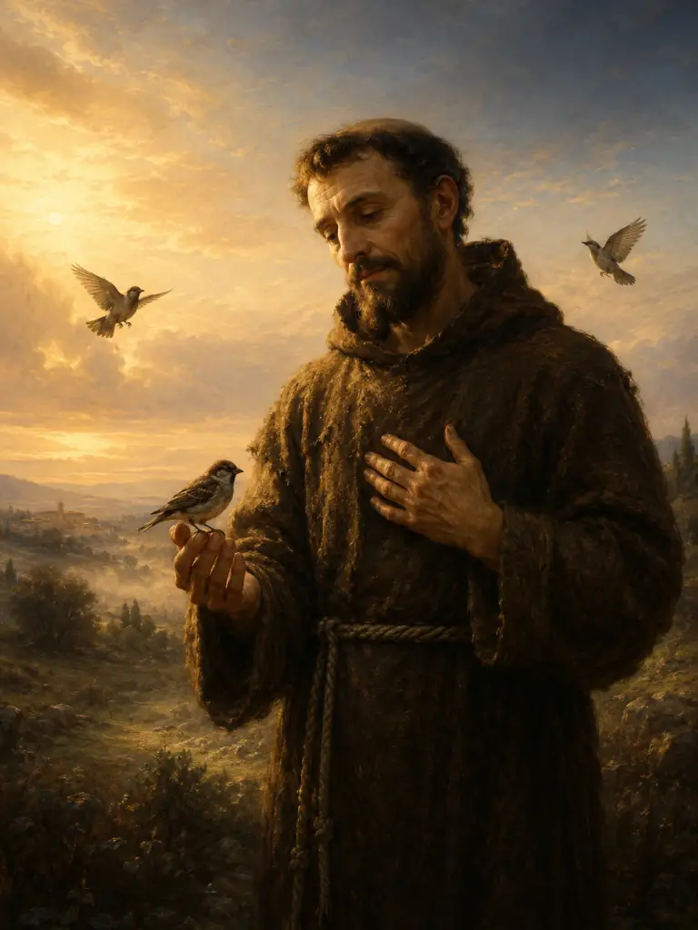St. Francis - God Will Provide for All You Need Saint Francis At Dawn With Sparrows